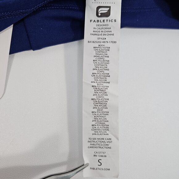 Fabletics Lexi Midi Sports Bra Ink Blue Removable Cups Racer Back Size S - Picture 6 of 7